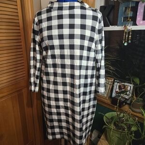 Talbots Black and White Checkered Long Sleeve Dress